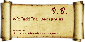 Vásári Benignusz névjegykártya